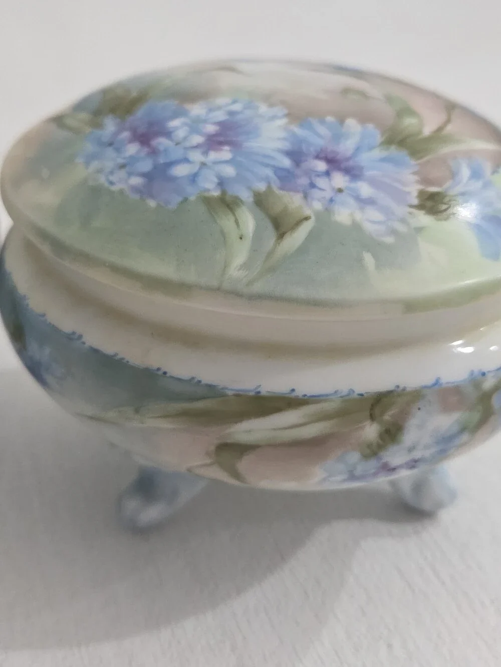 Pair Of Bavarian Porcelsin Hand Painted Dresser Jars 1890's - 1920's Signed